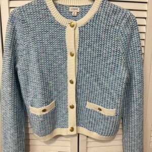J. Crew Blue and Cream Women's Cardigan